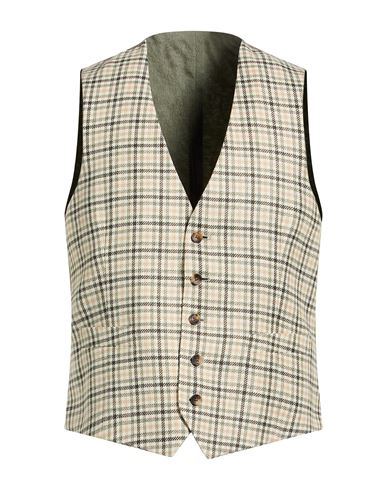 Man Tailored Vest Sage green Size 36 Wool, Linen, Silk
