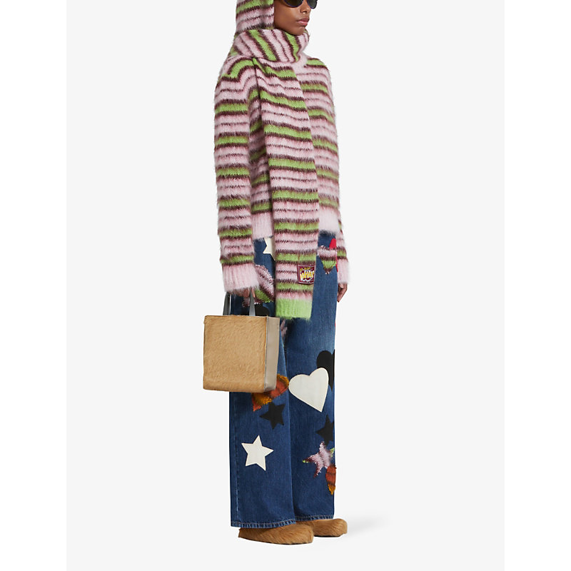 Womens Quartz Striped-pattern Ribbed-trim Wool-blend Jumper 10