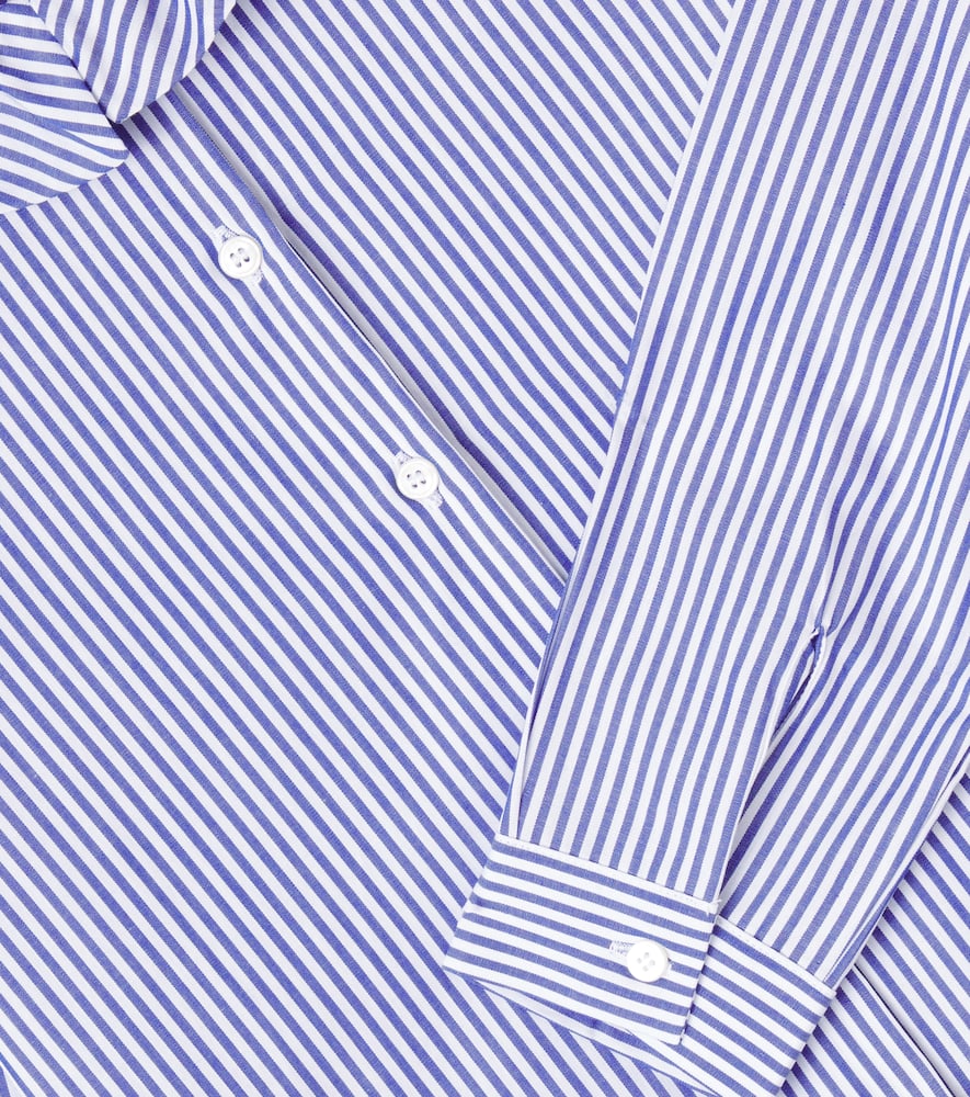 Ruffled striped cotton poplin shirt