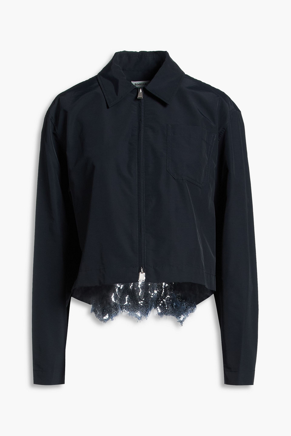 Edison guipure lace-paneled cotton-blend jacket - Blue - L