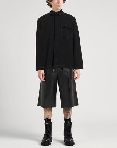 Man Shirt Black Size L Wool, Elastane