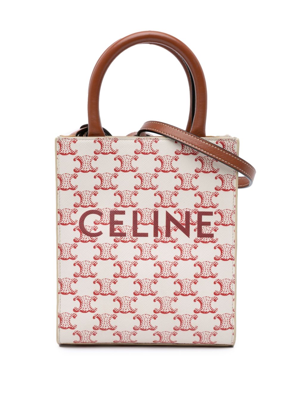 Céline Pre-Owned 2021 Mini Triomphe Coated Canvas Vertical Cabas satchel - White