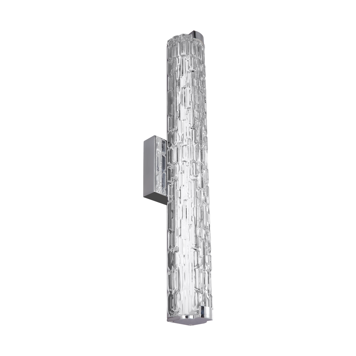 Visual Comfort Studio Cutler LED Bathroom Vanity Light in Chrome with Staggered Rock Gla