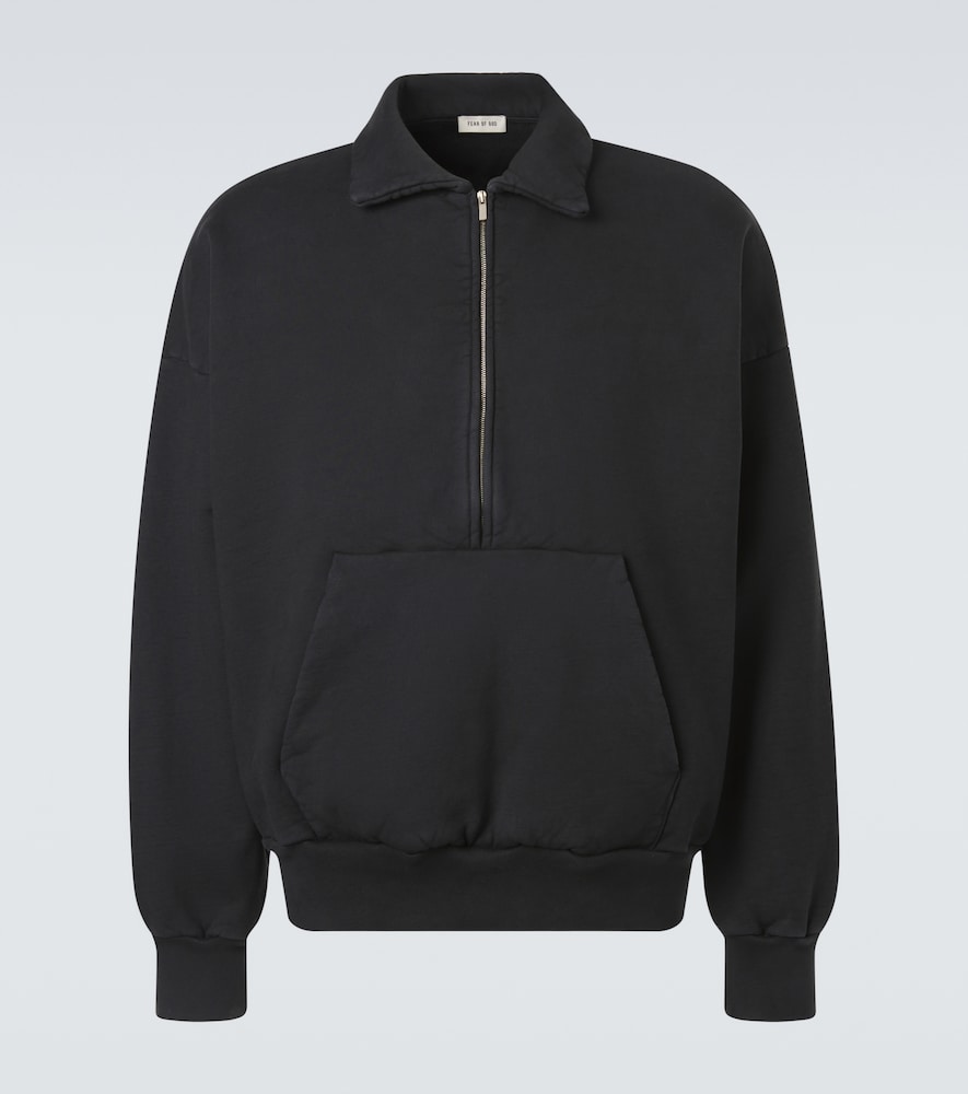 Cotton jersey half-zip sweatshirt