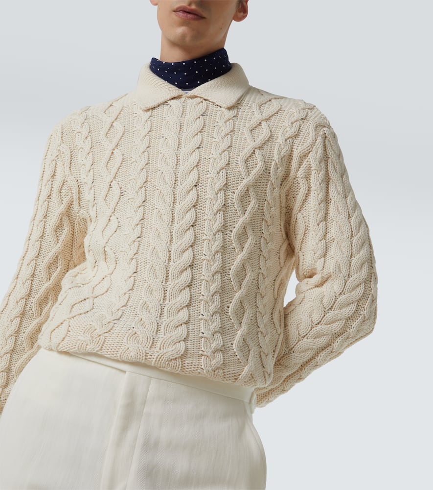 Cable-knit cotton-blend sweater
