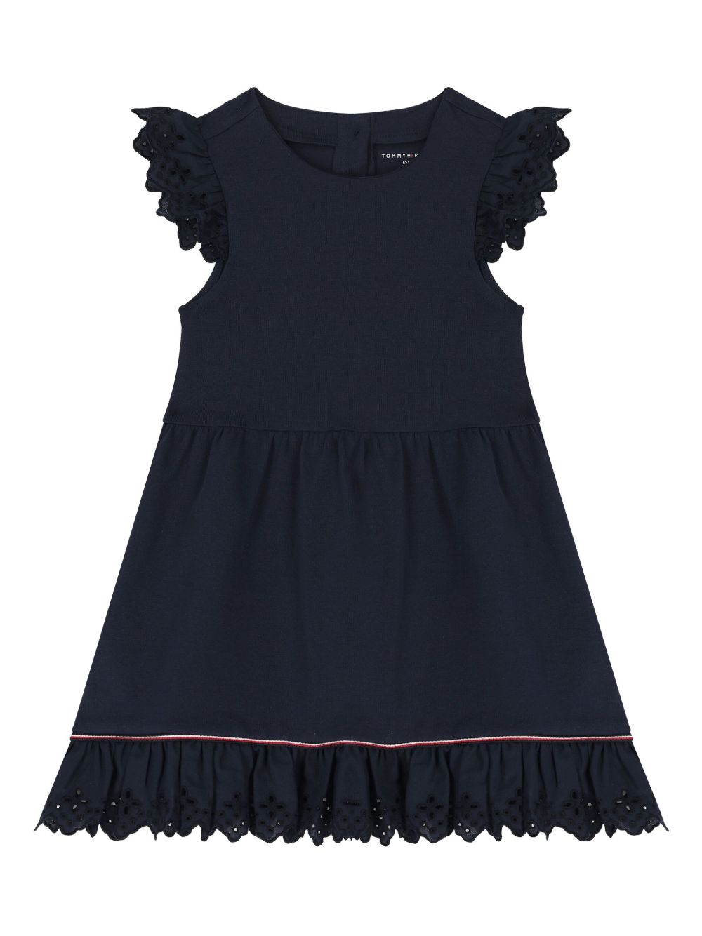 Ruffled broderie-anglaise dress - Blue
