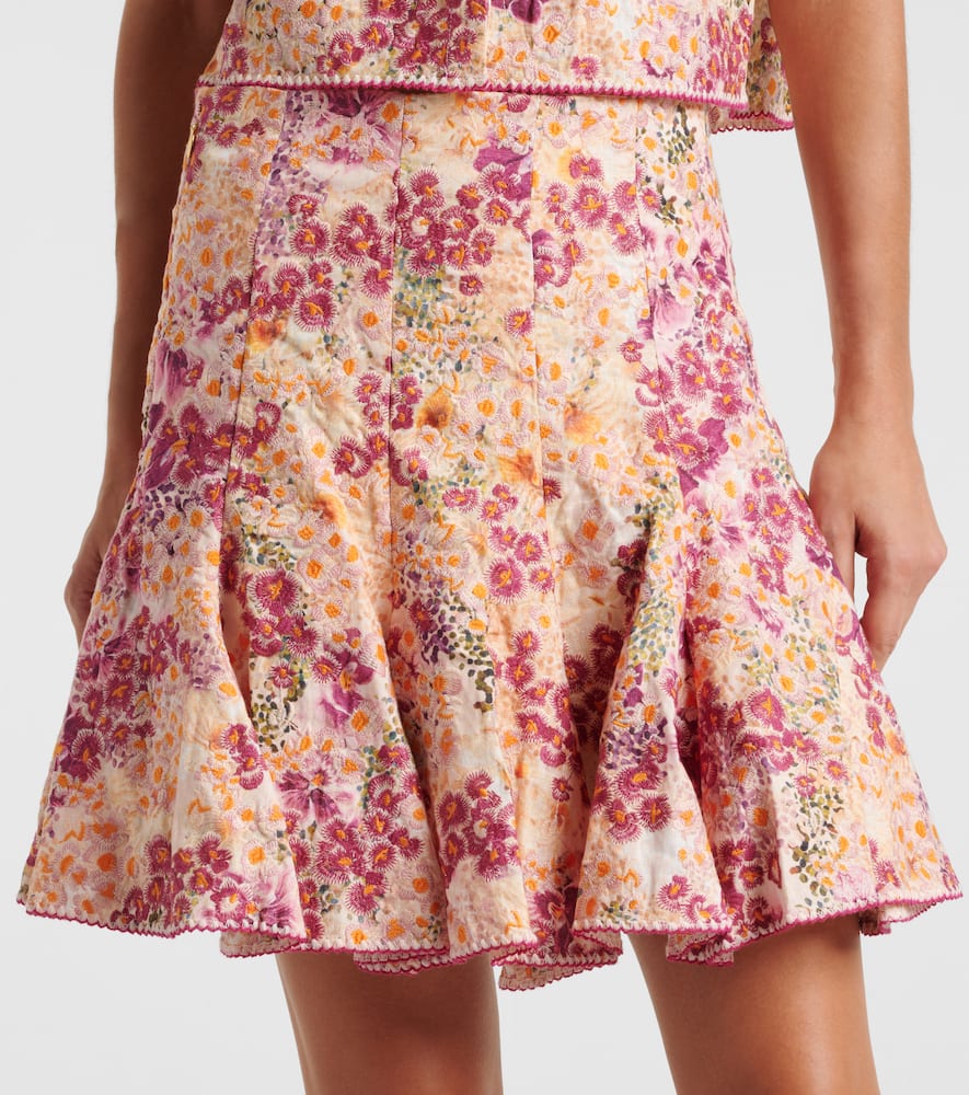 Cerezo Florecer floral linen miniskirt