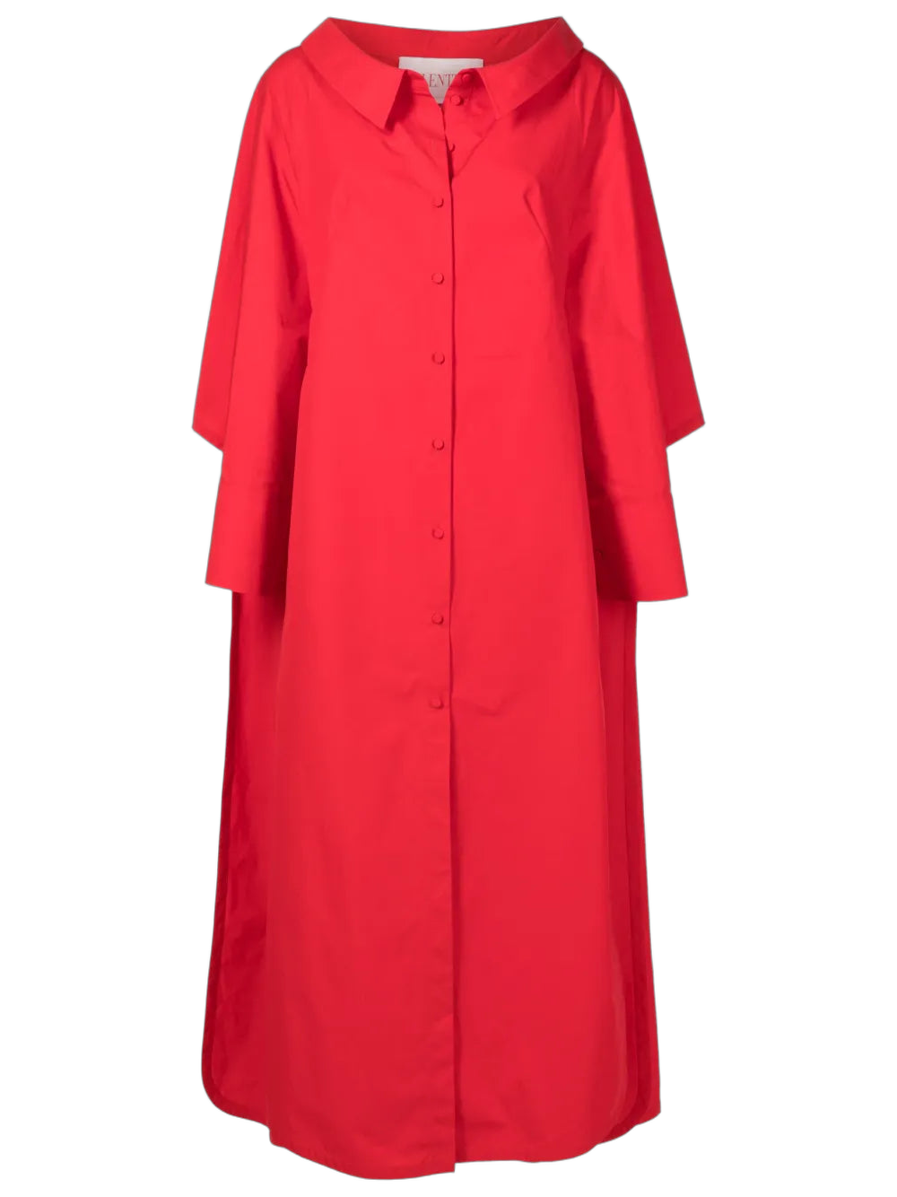 Cape-Detail Cotton Poplin Overshirt — Red