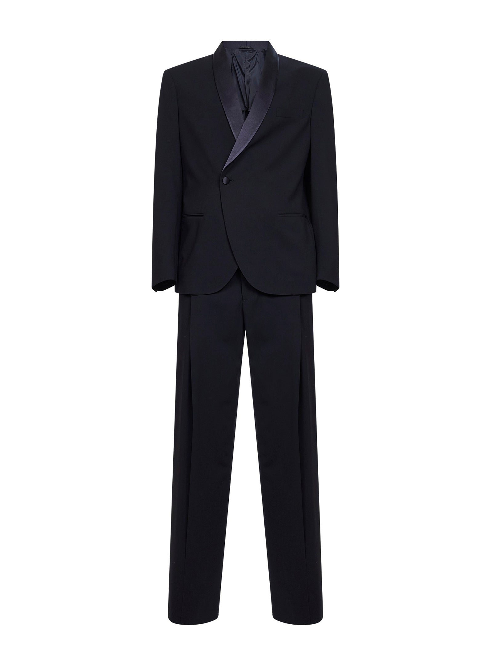 Virgin Wool Tuxedo Pant Suit — Navy