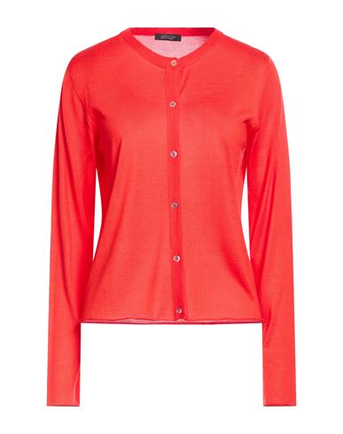 Woman Cardigan Tomato red Size 4 Silk, Cashmere