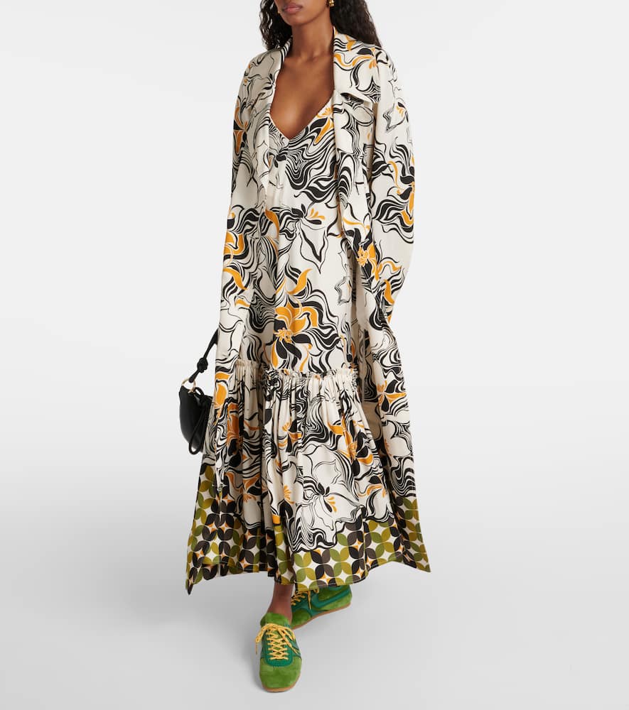 Printed satin maxi dress