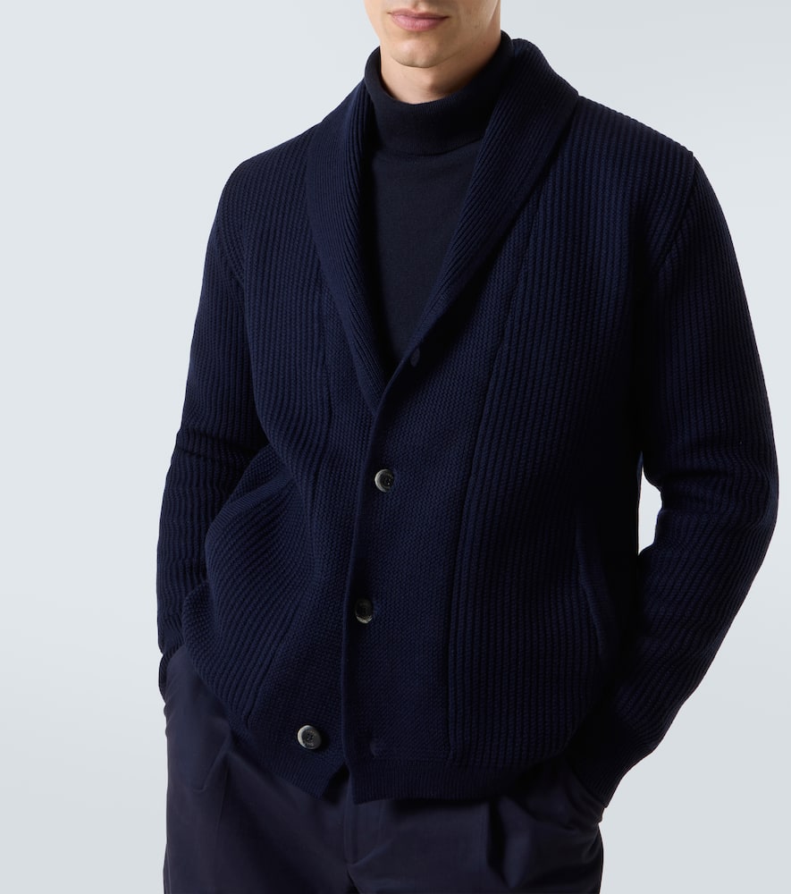 Layered wool and technical cardigan