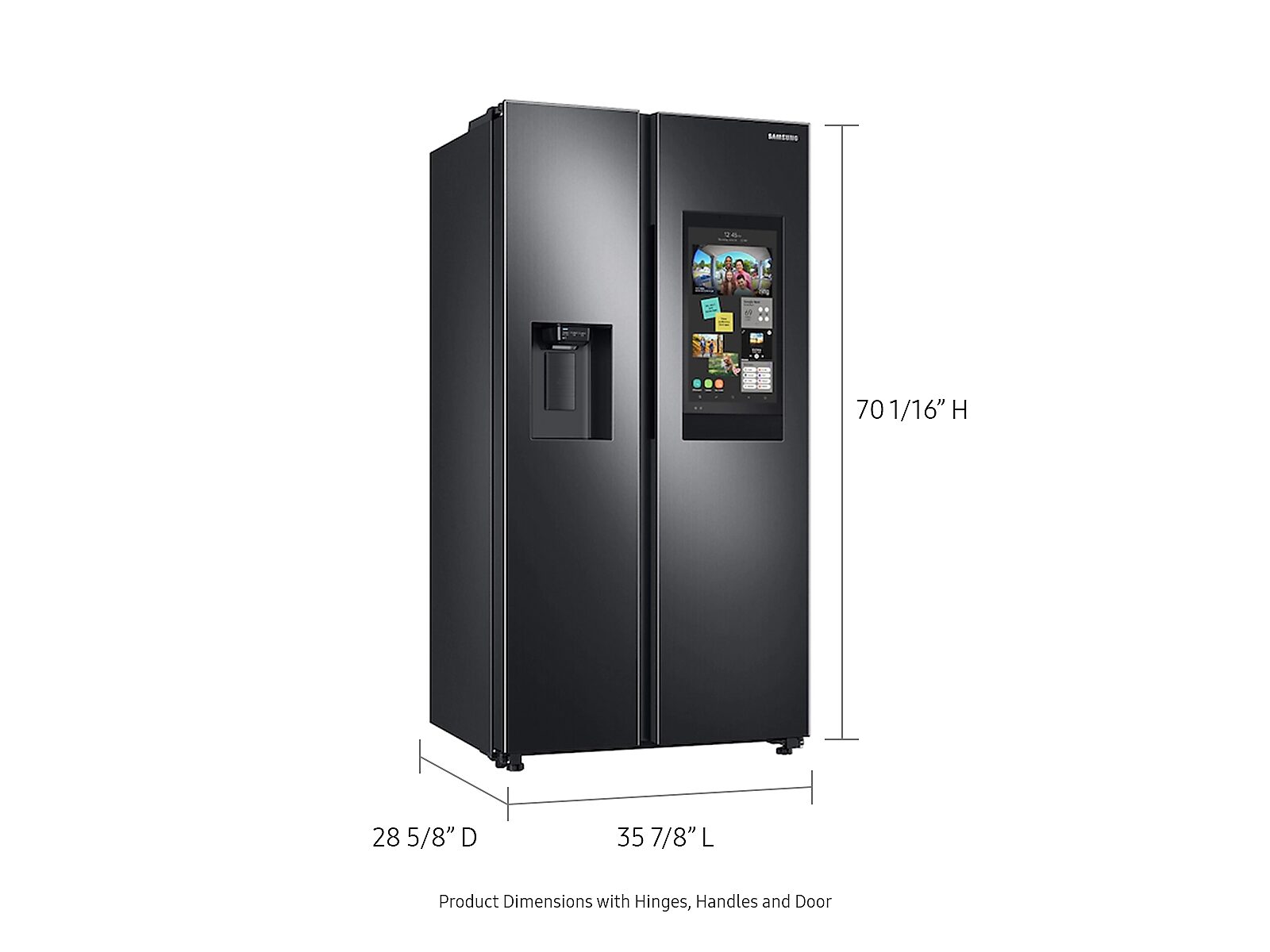 22 cu. ft. Counter Depth Side-by-Side Refrigerator with Touch Screen Family Hub™ in Black Stainless Steel(RS22T5561SG/AA)