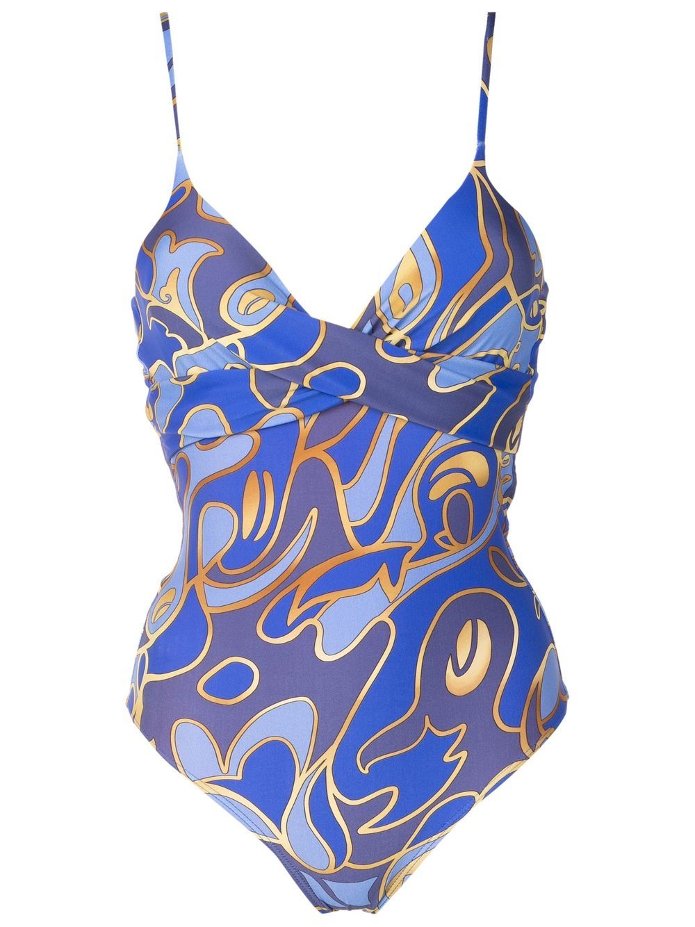 Graphic-print swimsuit - Blue
