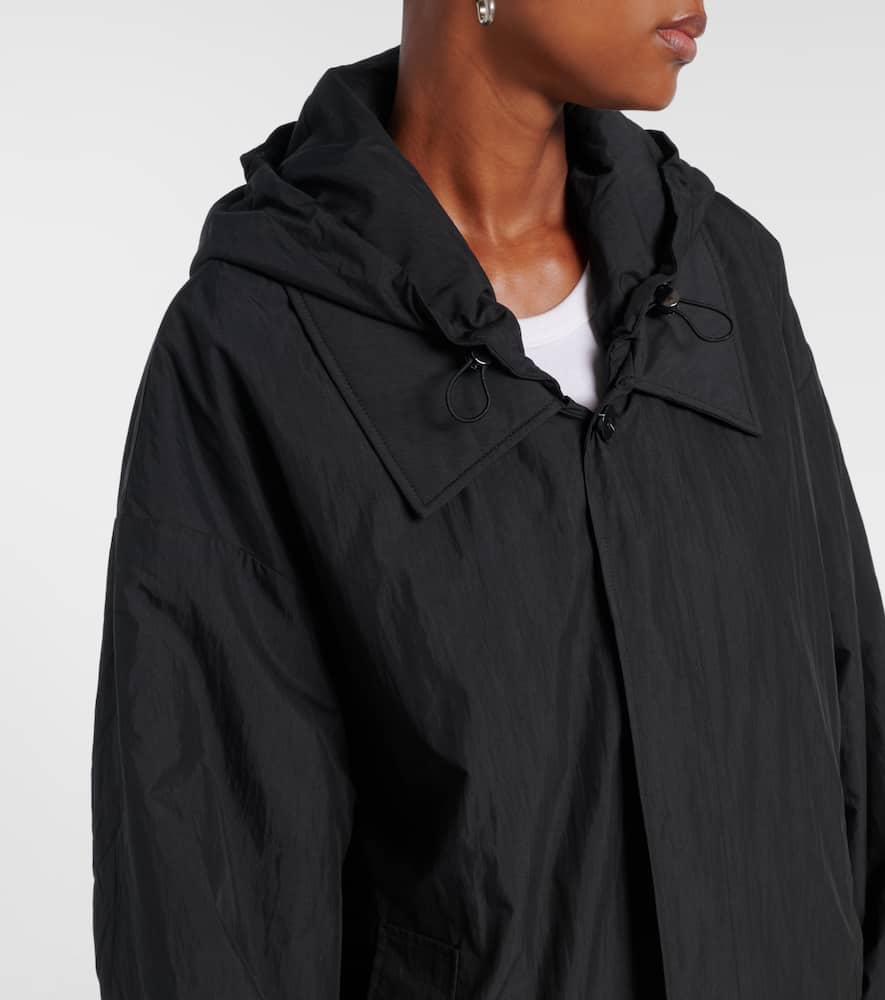 Hooded cotton-blend coat