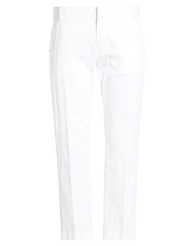Man Pants White Size 40 Cotton, Elastane