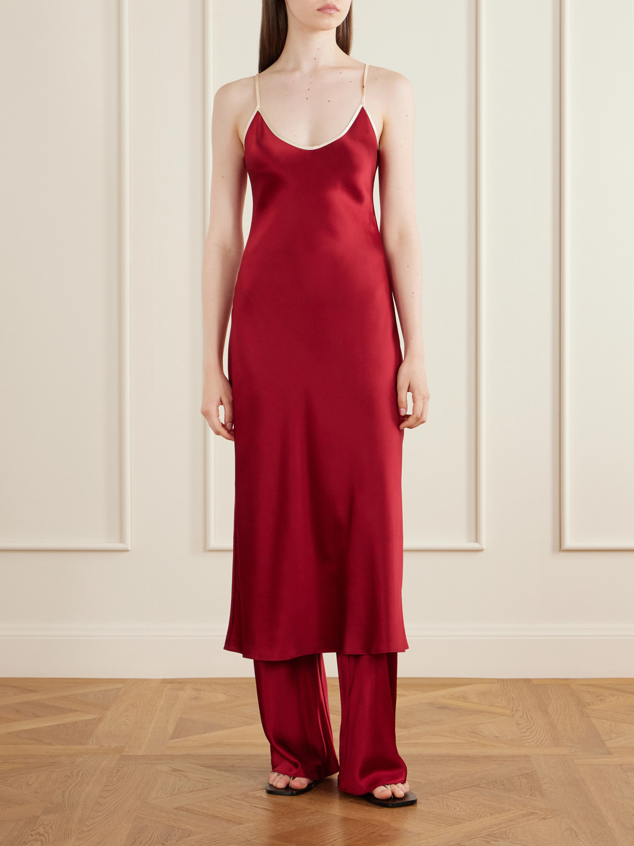 Silk-charmeuse Midi Dress - Red