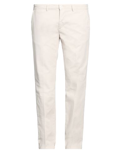 Man Pants Off white Size 38 Cotton, Elastane