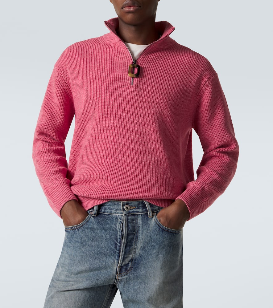 Wool and cotton half-zip sweater
