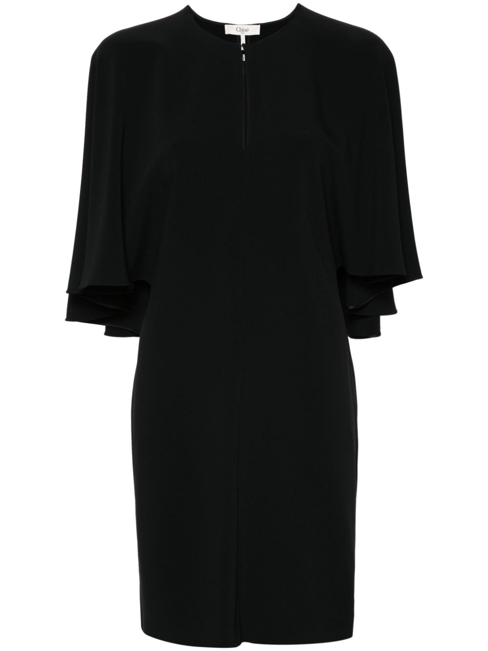 Draped-detail cady mini dress - Black