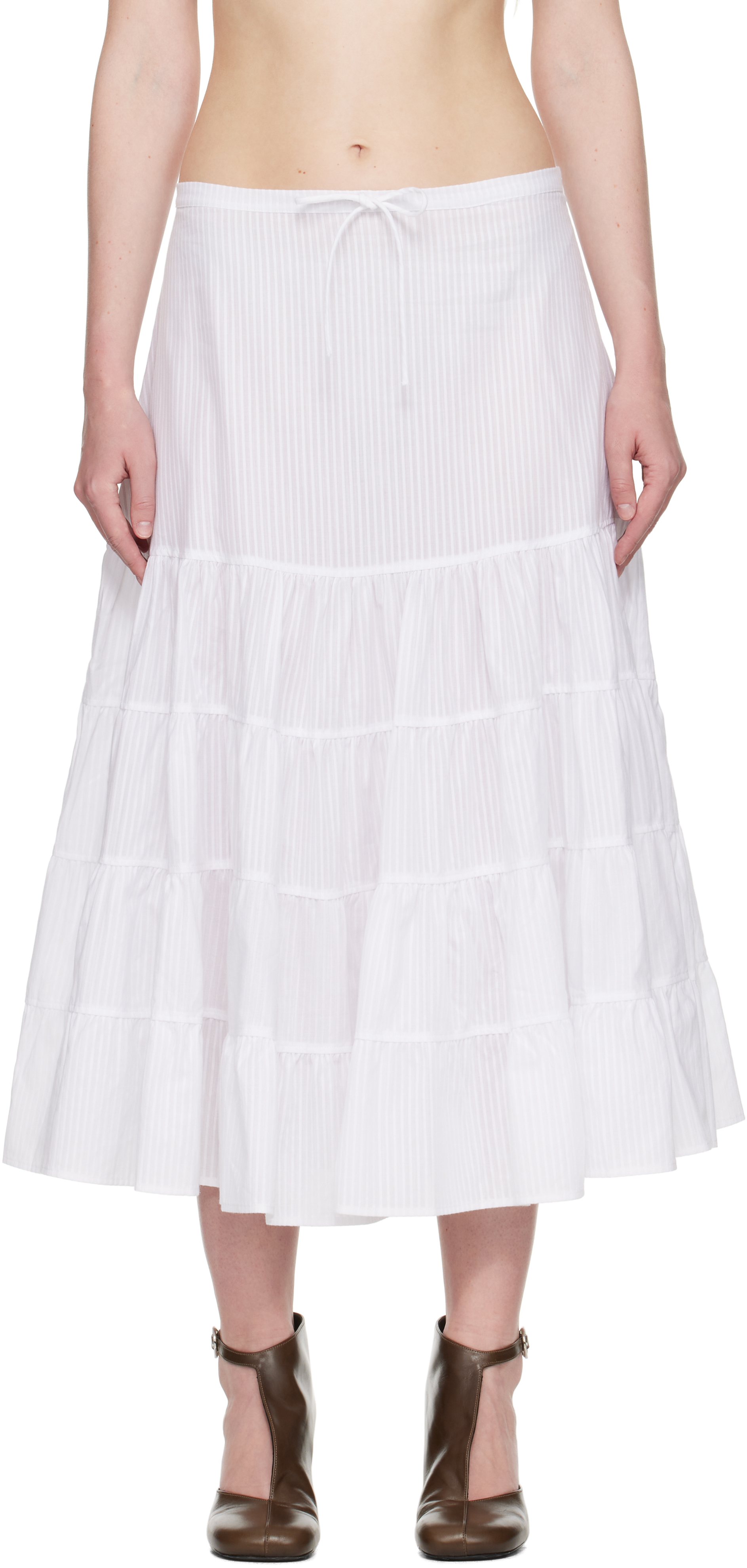 White Long Etoile Maxi Skirt