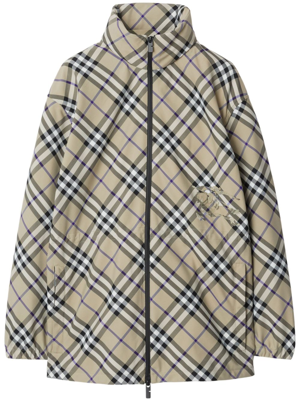 Reversible check-print jacket - Neutrals