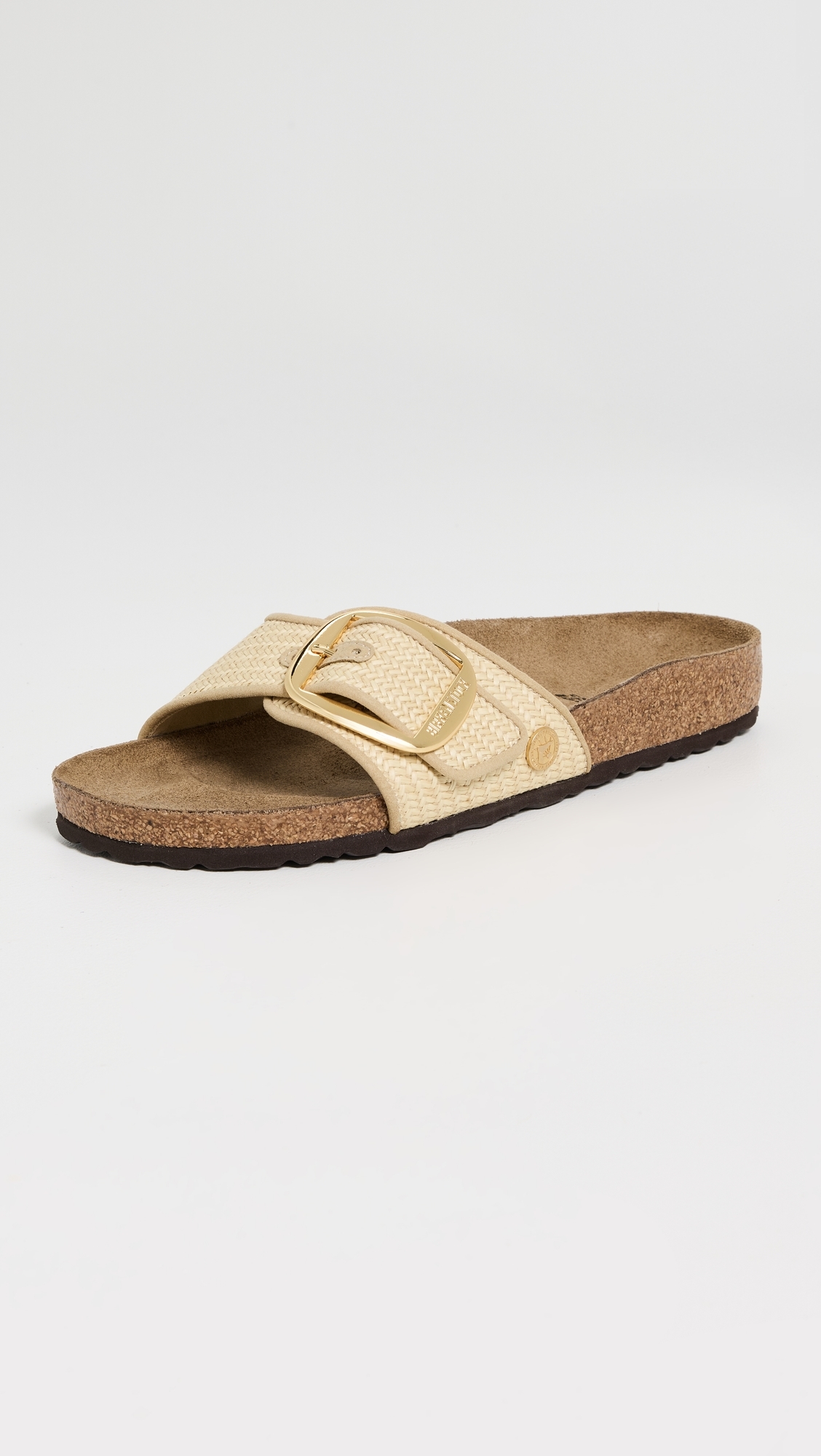 Madrid Big Buckle Raffia Sandals Natural