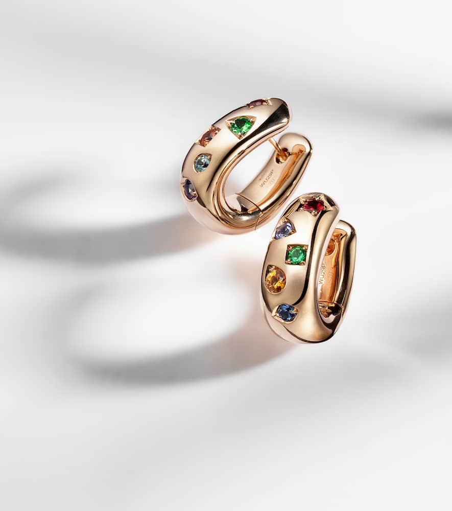 Pomellato Iconica 18k rose gold hoop earrings with gemstones