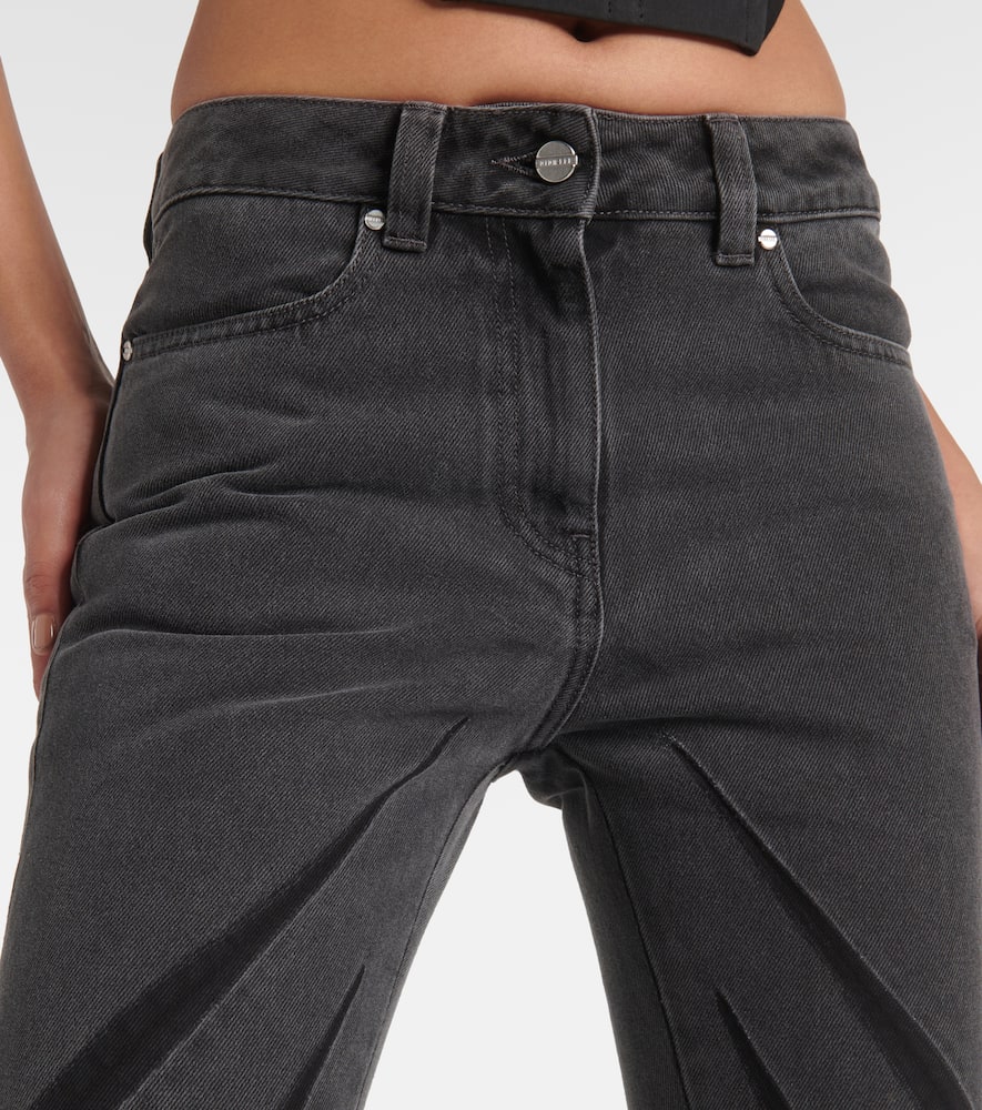 Darted mid-rise flared jeans
