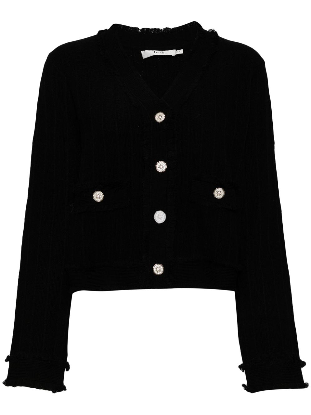 Fringed V-neck cardigan - Black