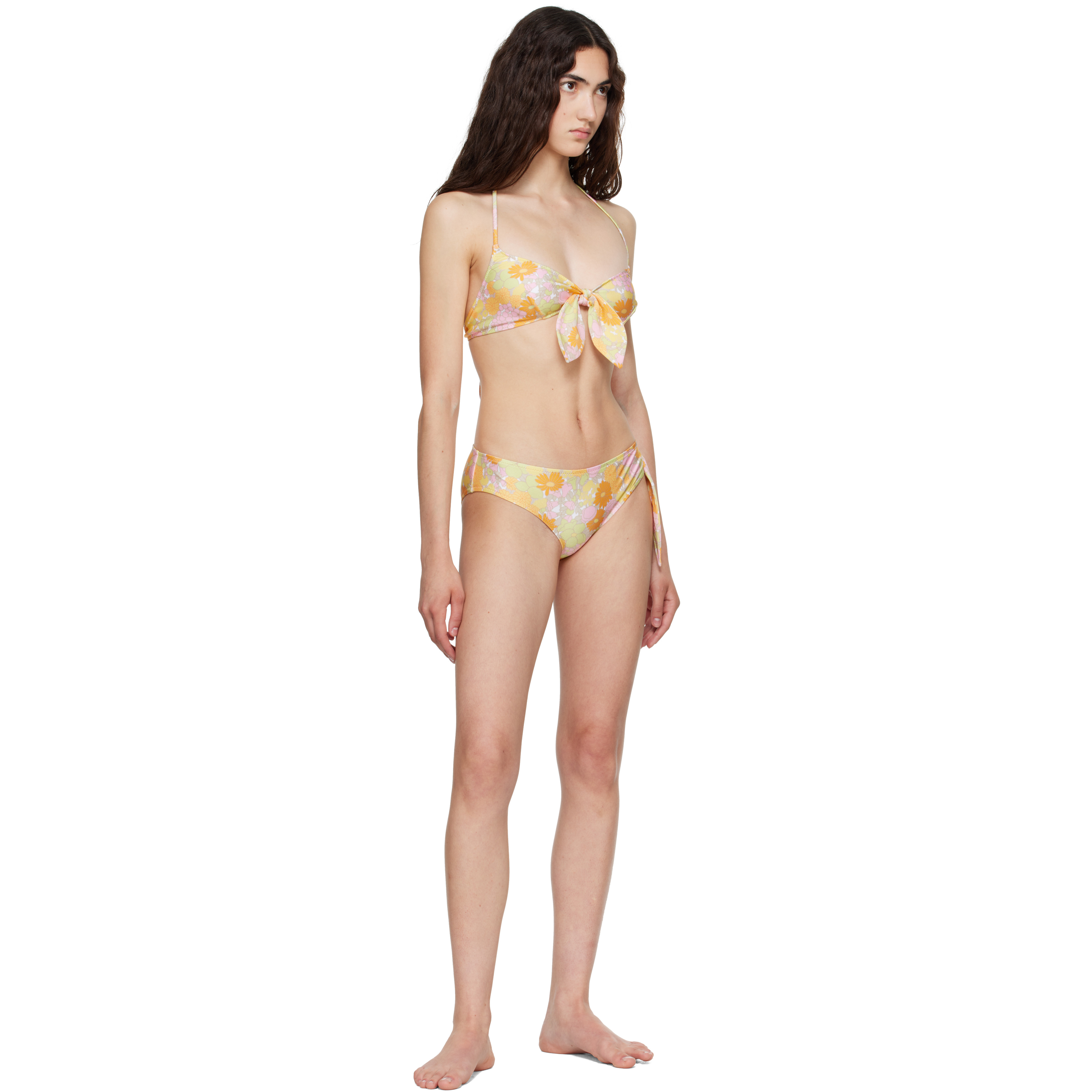 Multicolor Sunbleached Flower Print Bikini Top
