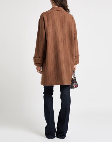 Alysi Chocolat Woman Coat Brown Size 2 Virgin Wool, Polyamide