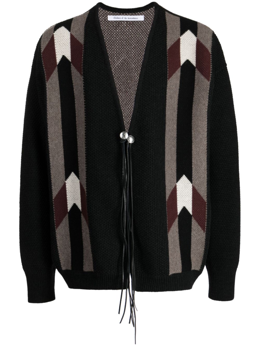 Patterned intarsia-knit wool cardigan - Black