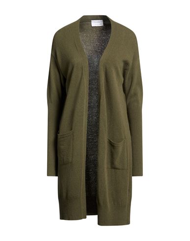 Collezione N_01 Woman Cardigan Military green Size S Merino Wool, Cashmere
