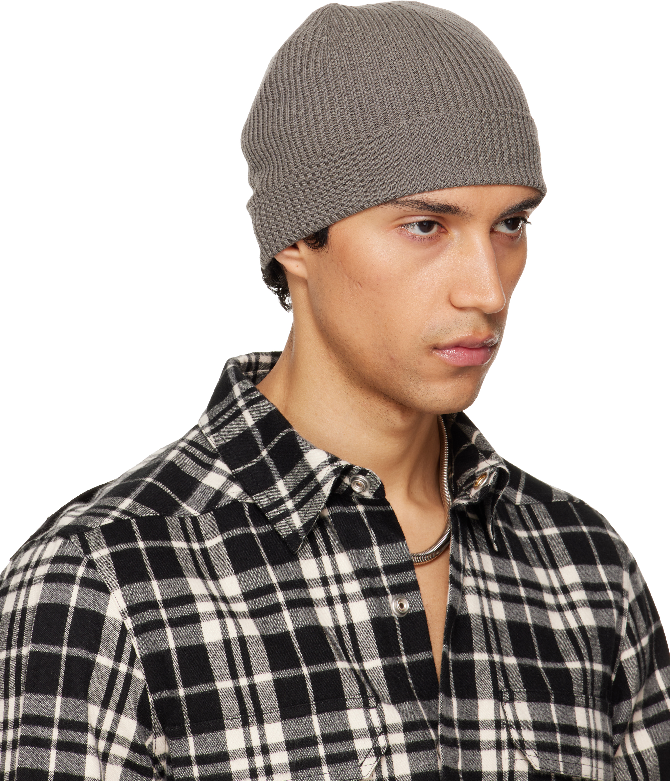 Gray Temple Ribbed Beanie
