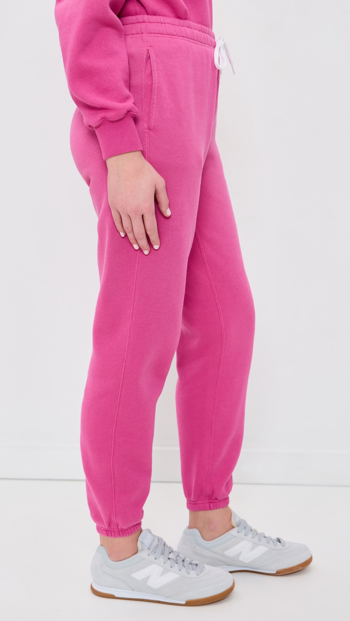 Arctic Fleece Knit Ankle Jogger Pants Accent Pink