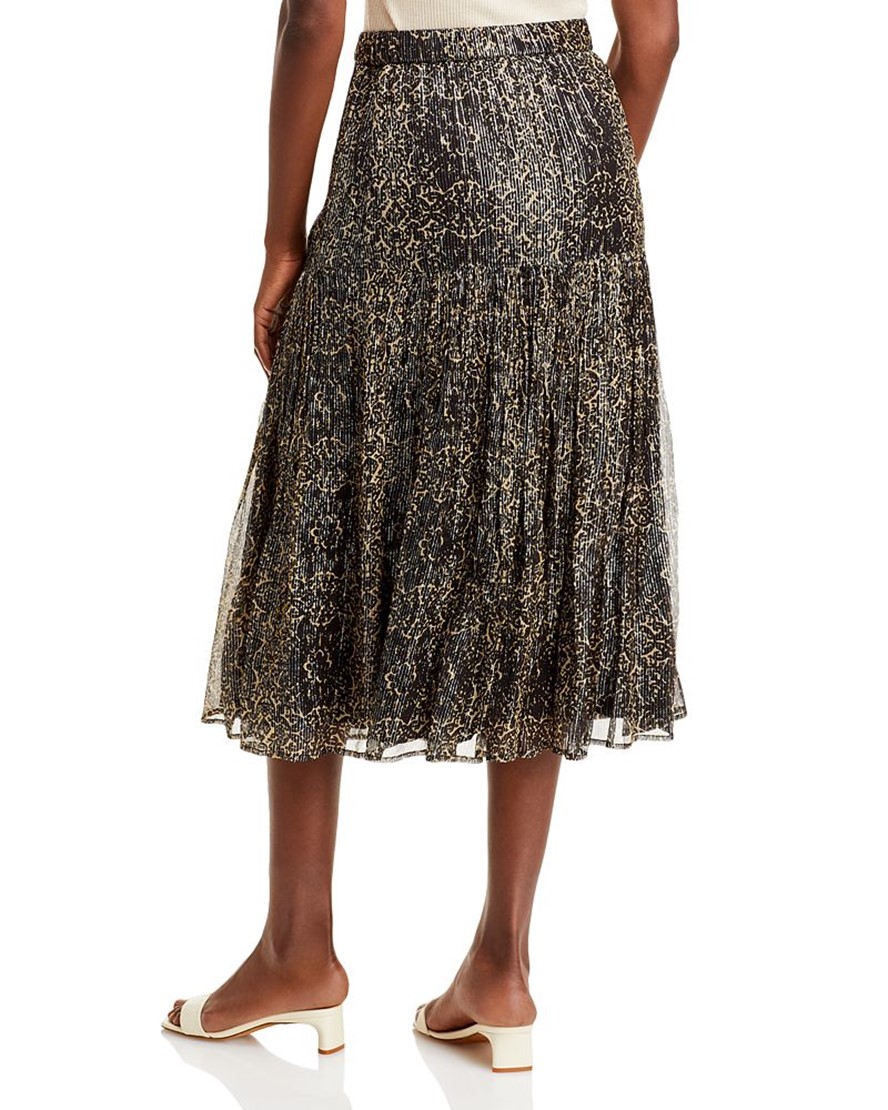 스커트 메탈릭 미디 프린트 Hernani Metallic Print Midi Skirt 4080224