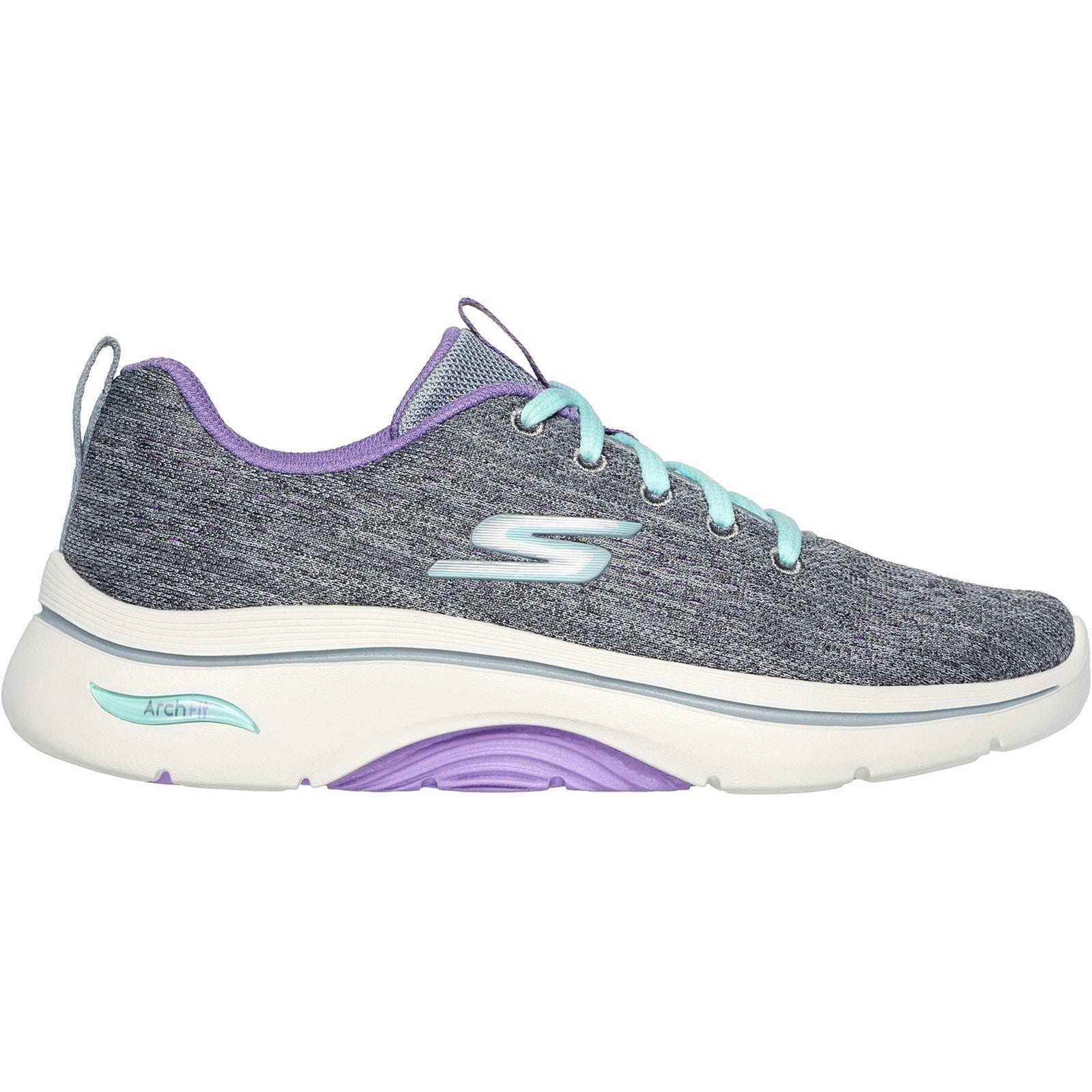 Skechers Womens Go Walk Arch Fit 2.0 Vivid Sunset 125311-Gylv Grey/Lavender Lace Up Shoe