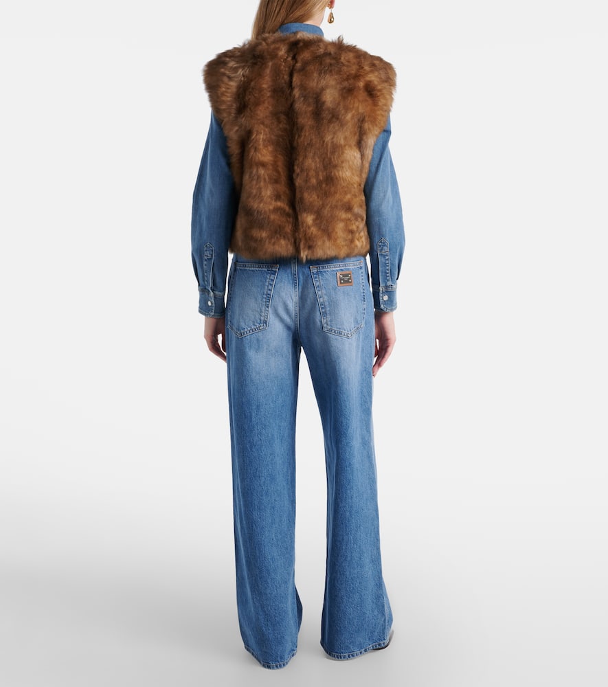 Cropped shearling vest