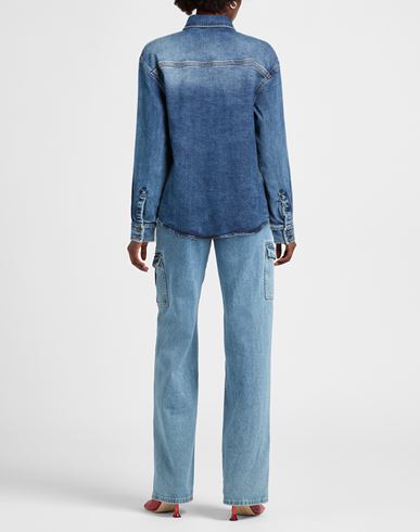 Woman Denim shirt Blue Size 2 Cotton, Elastane
