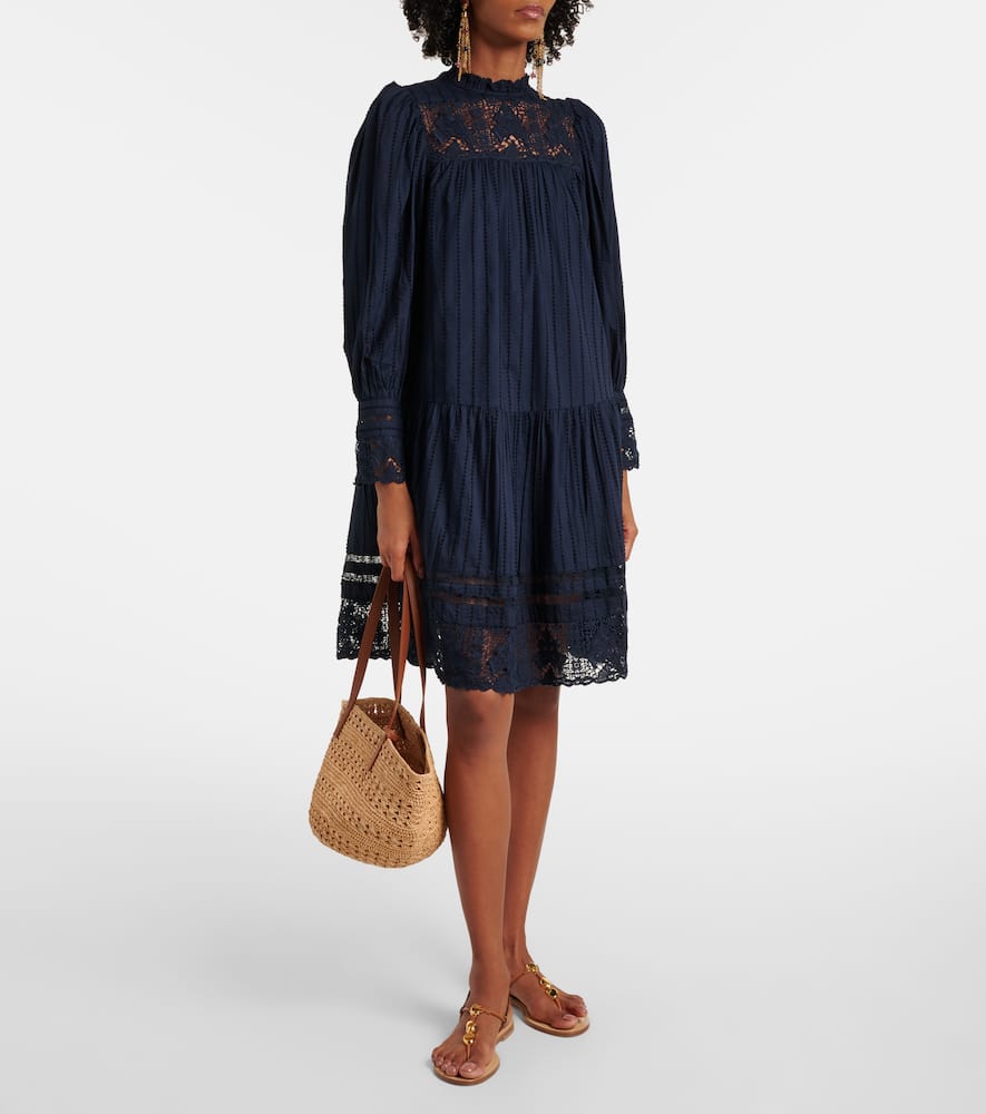 Lace and cotton minidress