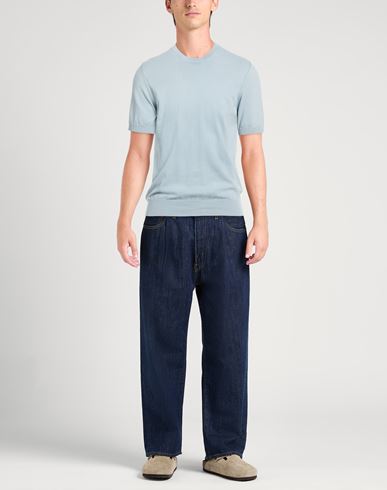 Man Sweater Sky blue Size 36 Cotton