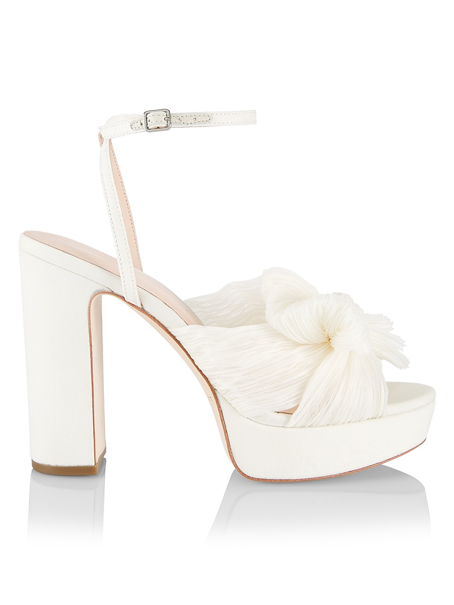 Women's Natalia 115MM Pleated Bow Platform Sandals - Pearl