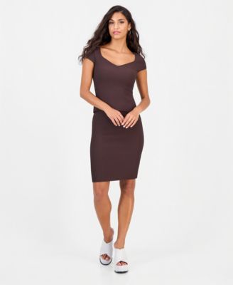Womens Ottoman Curve Sweetheart Short Sleeve Sweater High Waisted Pencil Sweater Skirt