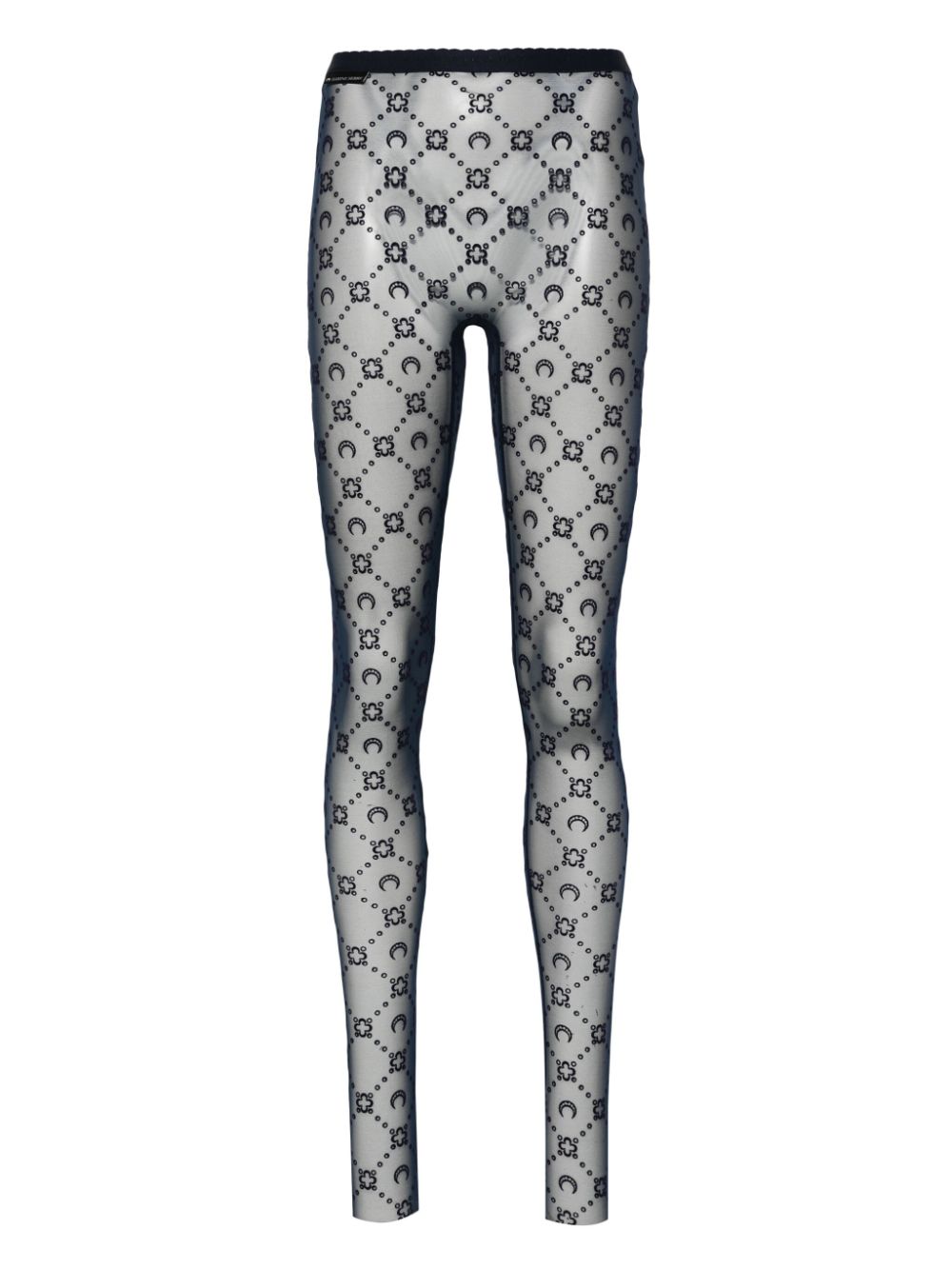 Moonogram-flocked mesh tights - Blue