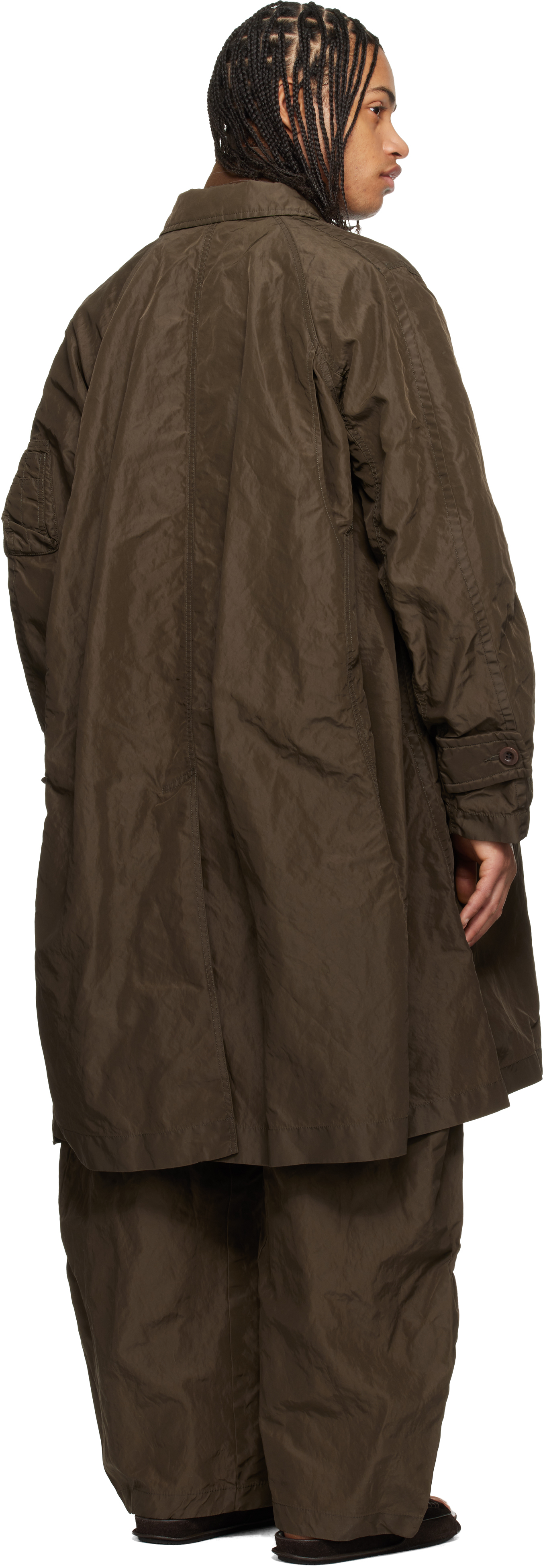 Khaki Treated Nylon Twill Coat