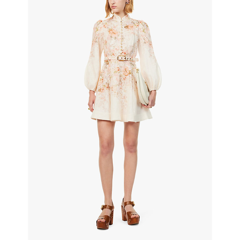 Womens Cream Rococo Floral Zim Buttoned Mini 