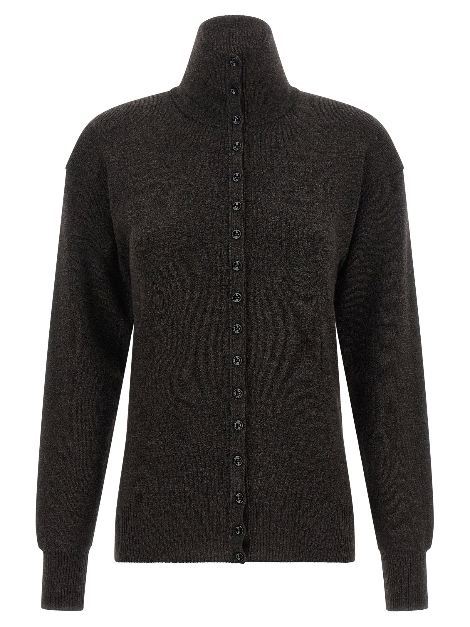 Pure Merino Wool Cardigan — Charcoal