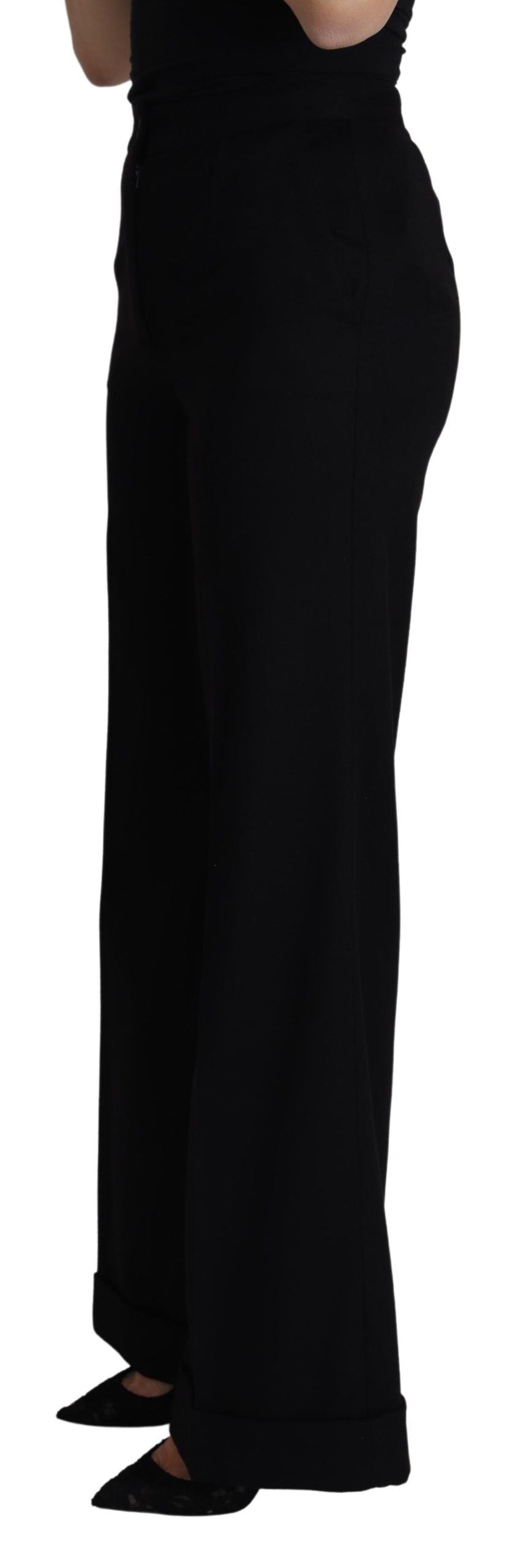 Cashmere Wide Leg Trousers — Black