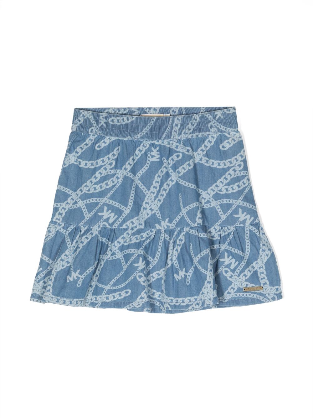 Chain-link print tiered skirt - Blue